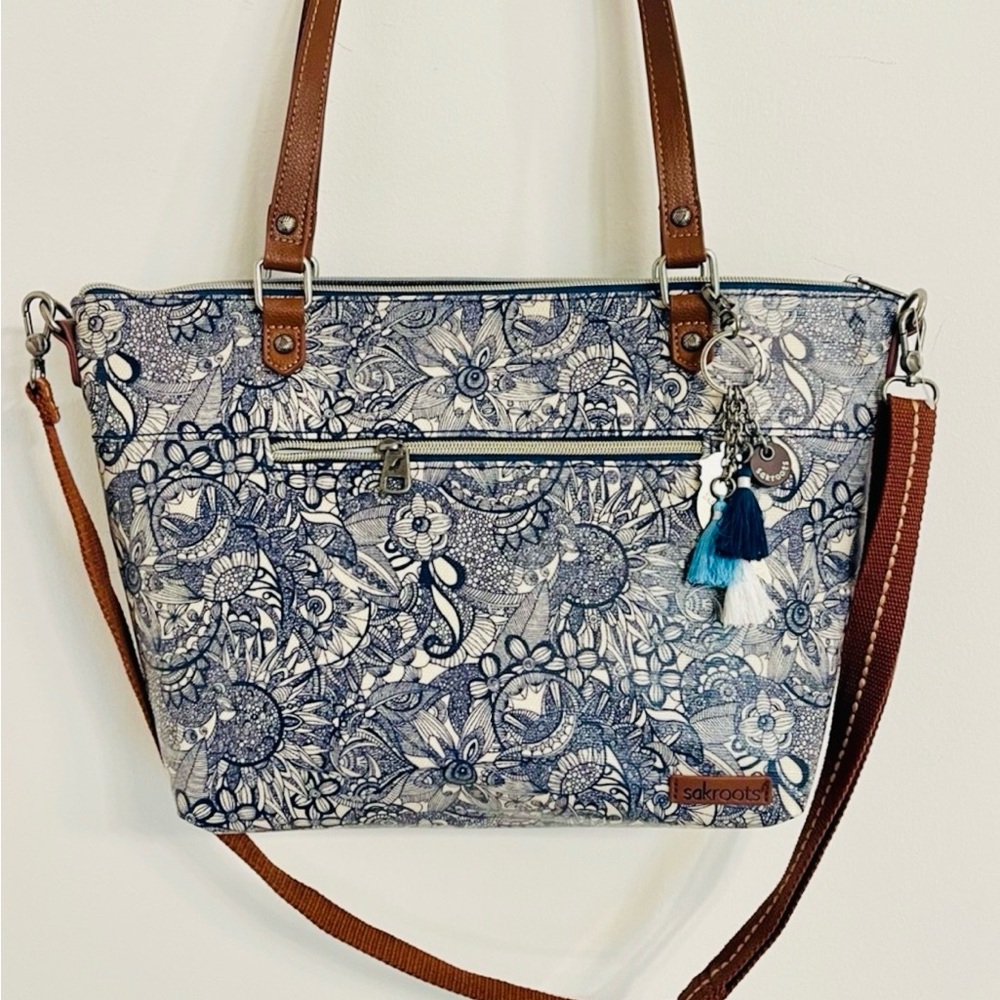 Sakroots Blue Floral Convertible Tote / Crossbody – Like New